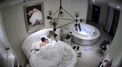 Hotel Hidden Camera - Red Skirt Rich Girl And Her Kept Boy Check In And Fuck Her Pussy With The Flashlight On Her Phone
