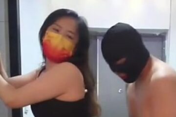 A slutty mature woman went out at night under the pretext of taking out the trash to her neighbor's house to find a strong man to have sex with.